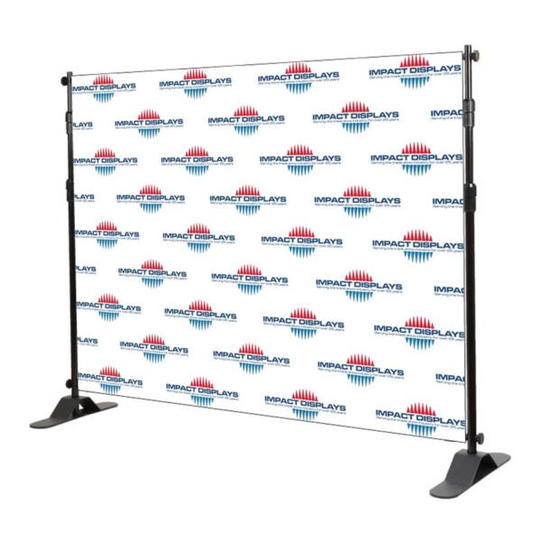 A step and repeat backdrop featuring a repeating pattern of a brand's logo, ideal for photo opportunities at events.