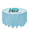 Custom round table cover with branded logo - NewYorkPrintings.com, New York