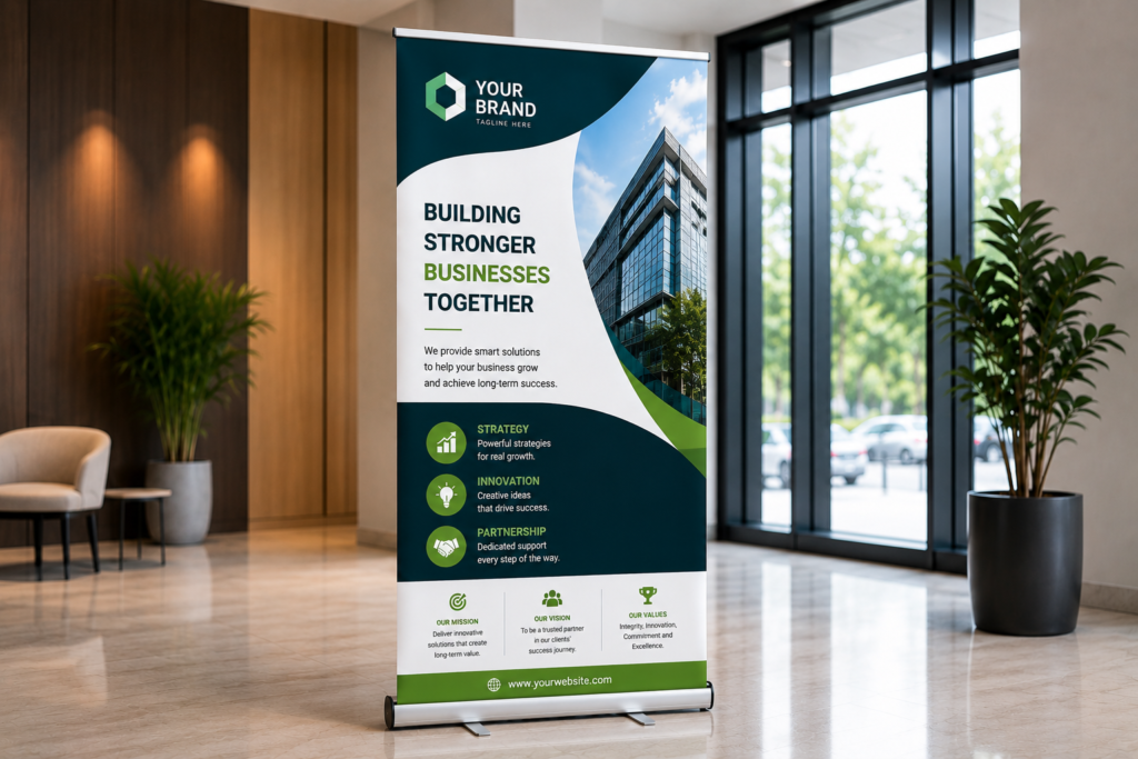 Standard Retractable Banner Stand Printing in New York City for Business Marketing